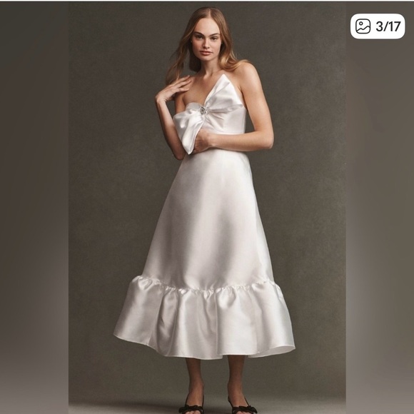 Anthropologie Dresses & Skirts - Bridal Anthropologie Hutch Strapless Crystal Bow-tie Midi Dress
